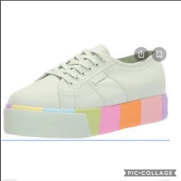 Superga Shoes - Superga mint rainbow platform sneakers size 9.5